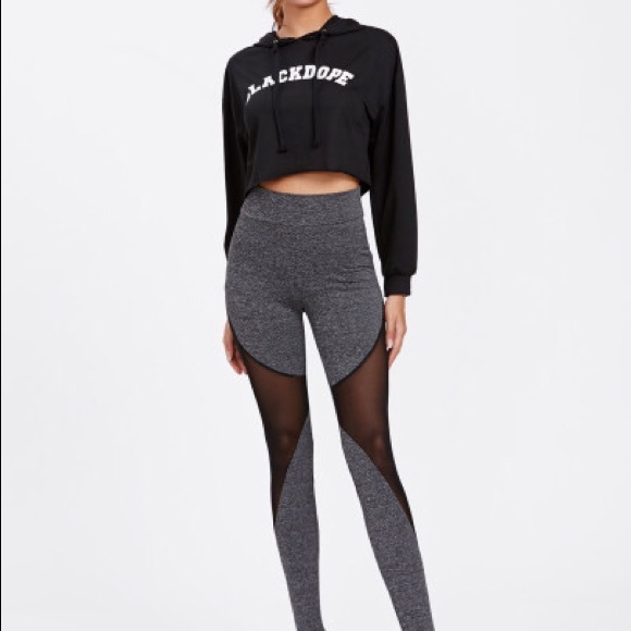 TOP RATED! Grey Mesh inserted knit stirrup legging - Picture 5 of 6